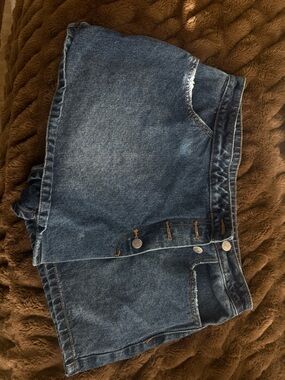 BDG Medium Blue Denim Mini Skirt with Button Front
